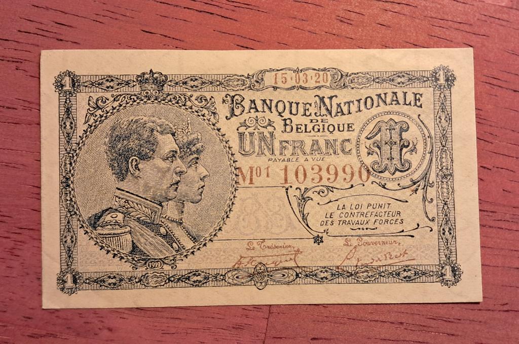 1 francs 1920 - unc biljet, Postzegels en Munten, Verzenden, Los biljet