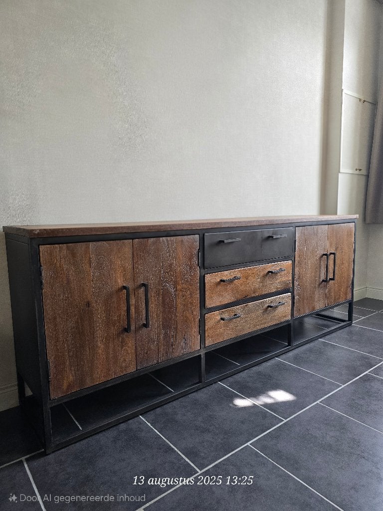 Dressoir + salontafel, Maison & Meubles, Armoires | Dressoirs, Enlèvement, Comme neuf, Métal, Avec tablette(s)