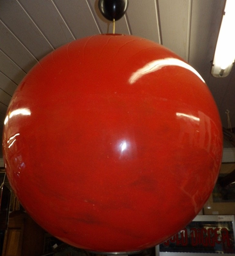 vintage rode fiberglass bollamp, Ophalen, Gebruikt, B, E27 (groot)
