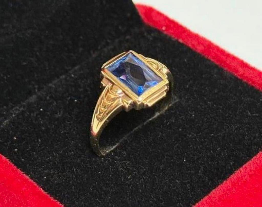 Gouden ring met prachtige lichtblauwe Saffier van 1.83ct!!, Bijoux, Sacs & Beauté, Bagues, Or, 17 à 18, Jaune, Enlèvement ou Envoi