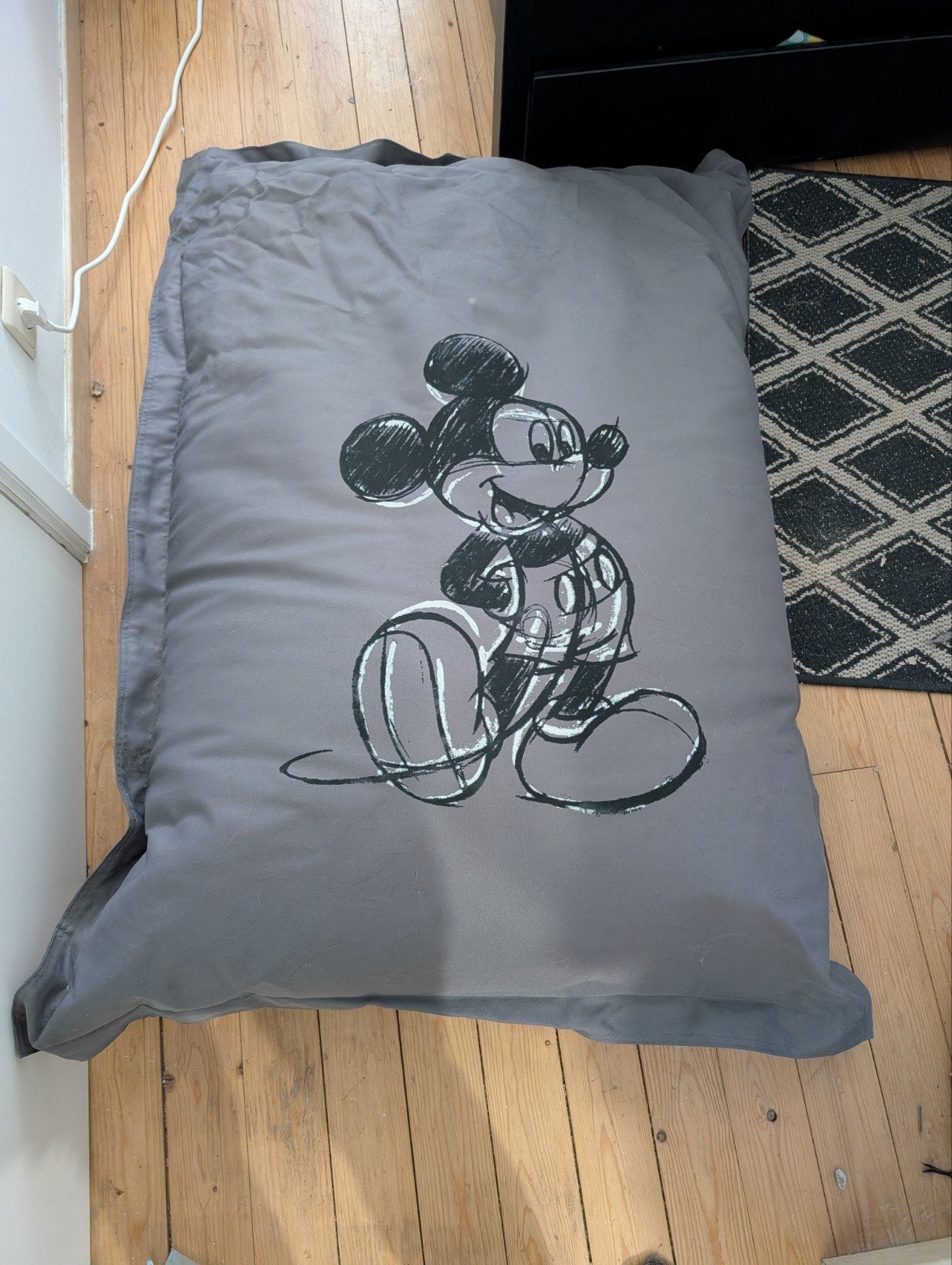 grote zitzak Mickey mouse, Ophalen, Zo goed als nieuw, Grijs, Zitzak