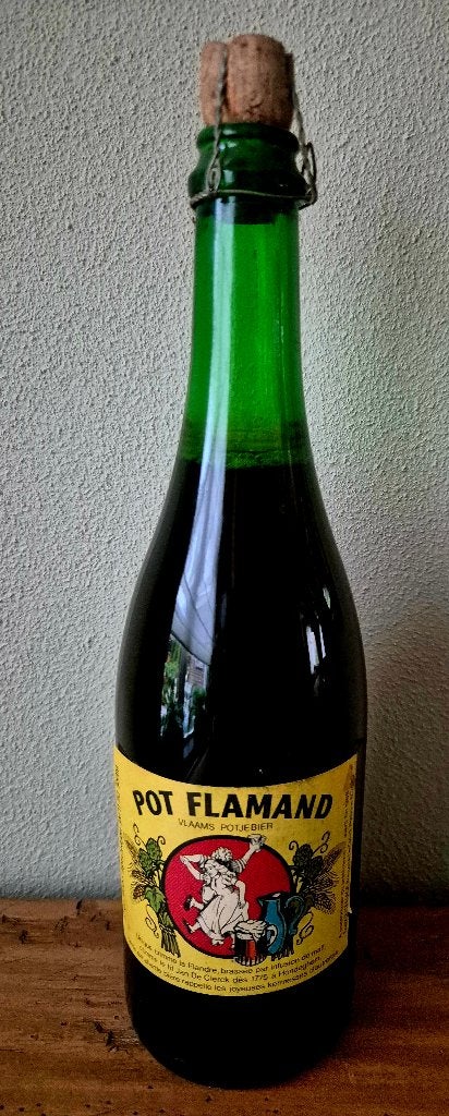 Fles Pot Flamand Vlaams potje bier De Clerck te Péronne, Verzamelen, Ophalen of Verzenden, Zo goed als nieuw, Flesje(s)