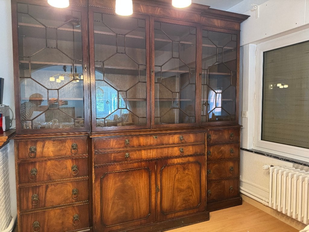 Vintage grote vitrinekast -moet dringend weg, Ophalen, Gebruikt, Met deur(en), 200 cm of meer
