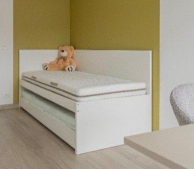 Bed met onderbed, Ophalen, Eenpersoons, Wit, Nieuw