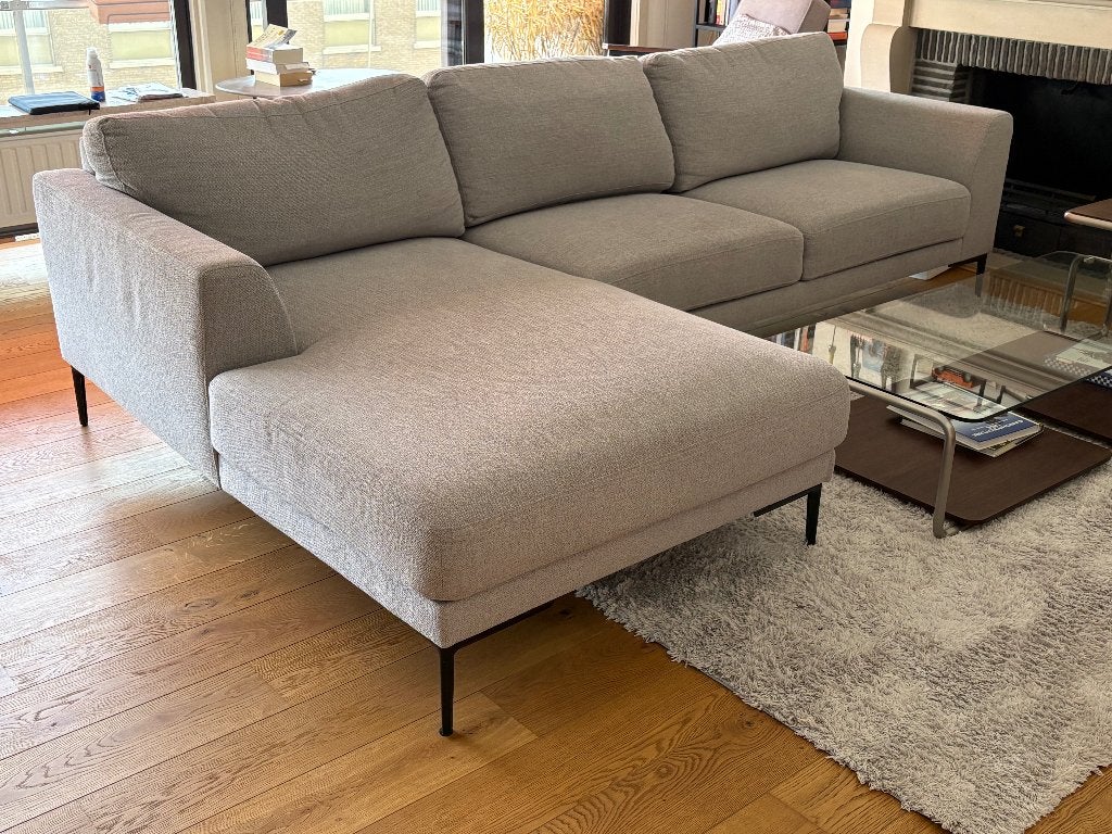 VERKOCHT Grijze stoffen Weba zetel te koop, Huis en Inrichting, Ophalen, 250 tot 300 cm, Gebruikt, 100 tot 125 cm