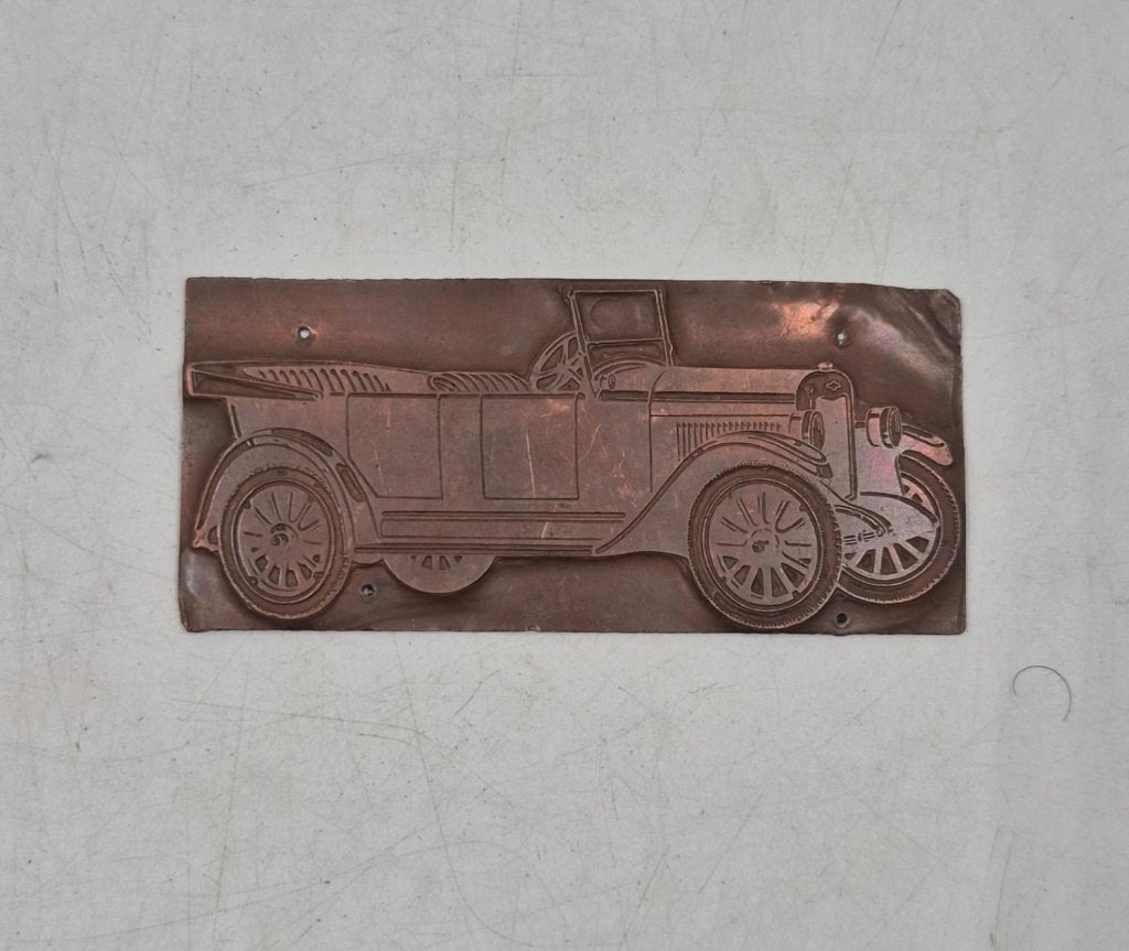 Plaque en cuivre gravé – Oldtimer, Antiquités & Art, Antiquités | Bronze & Cuivre, Enlèvement ou Envoi, Cuivre