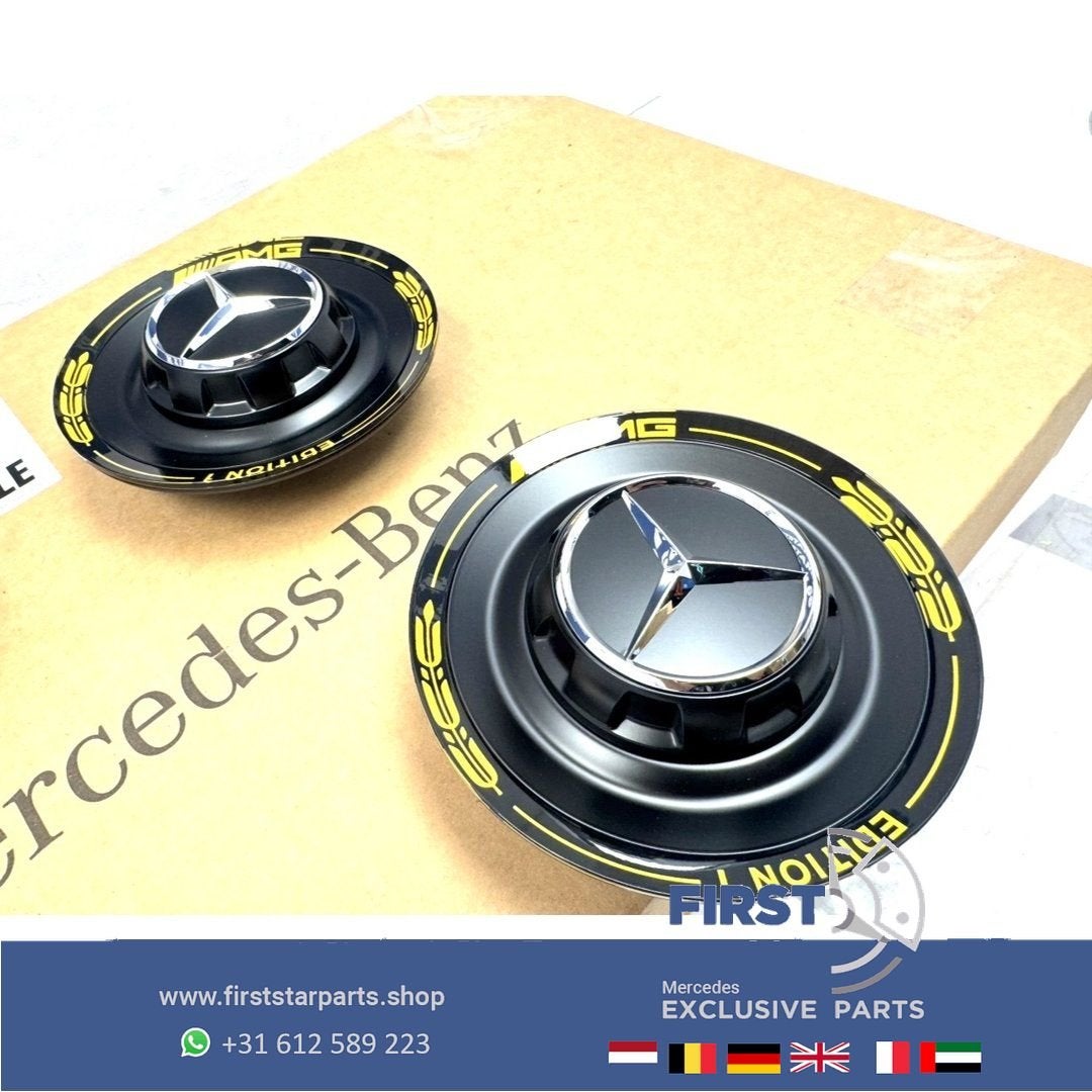 EDITION 1 AMG NAAFKAPPEN SET 4 ZWART GEEL W253 C253 GLC63 GL, Gebruikt, -, -, Ophalen of Verzenden