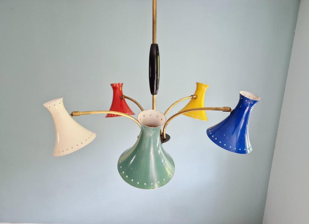 Lustre diabolo articulé, design italien, années 1950-60, Antiquités & Art, Enlèvement