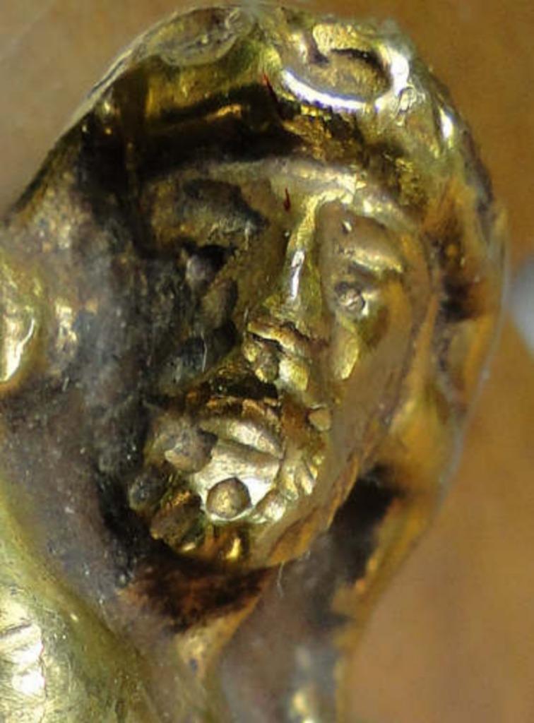 antieke crucifix in metaal, Ophalen of Verzenden