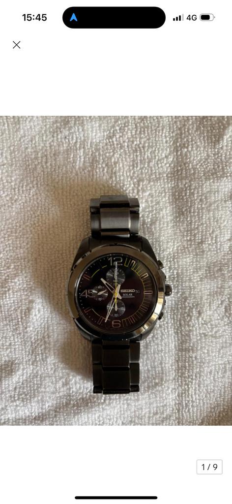 Seiko Solar, Handtassen en Accessoires, Horloges | Heren, Staal, Polshorloge, Ophalen of Verzenden, Zo goed als nieuw