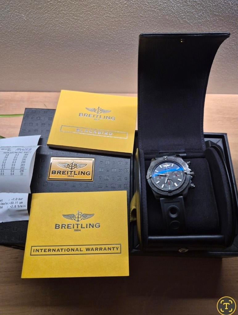 Breitling Blackbird Blacksteel M44359 série limitée, Handtassen en Accessoires, Horloges | Heren, Gebruikt, Breitling, Ophalen of Verzenden