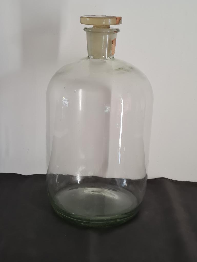 grote oude glazen fles - apothekersfles met glazen stop, Antiek en Kunst, Ophalen of Verzenden