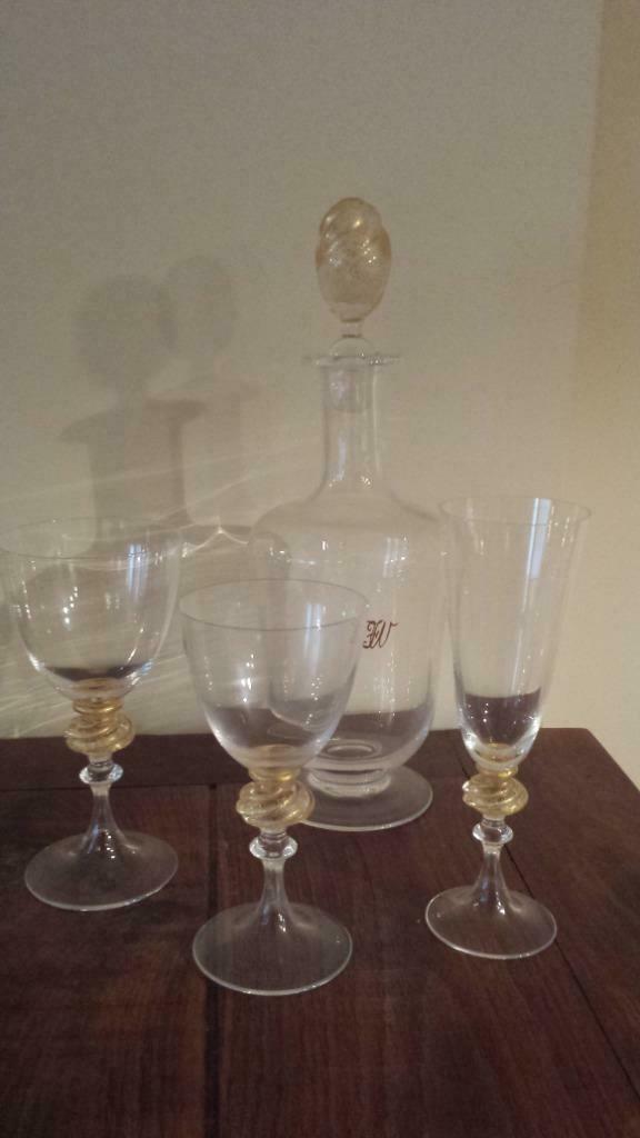 glasservies , handgeblazen , venetiaans met bladgoud, Ophalen