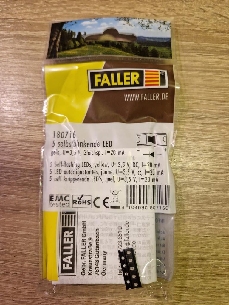 Faller 180716. 5 zelf knipperende led's geel, Ophalen of Verzenden, Nieuw