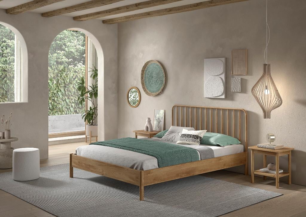 LIT D'OLIVIER 140X200 CM. Broche et chêne !, Neuf, Beige, IBIZA, 140 cm