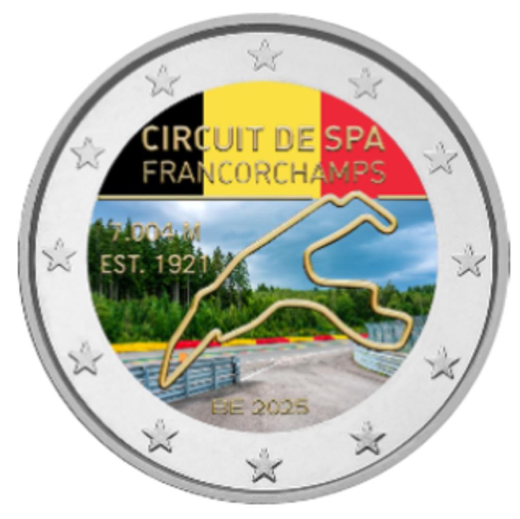 2 euro België 2025 Spa Francorchamps gekleurd type 1, Postzegels en Munten, Ophalen of Verzenden, België, 2 euro
