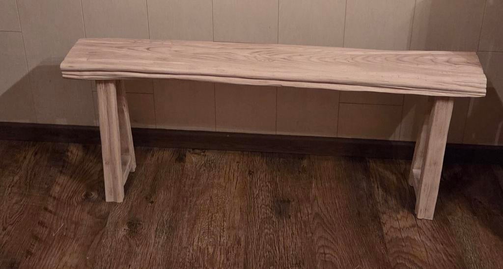 Decoratie bankje witte es, Huis en Inrichting, Krukjes, Ophalen, Hout