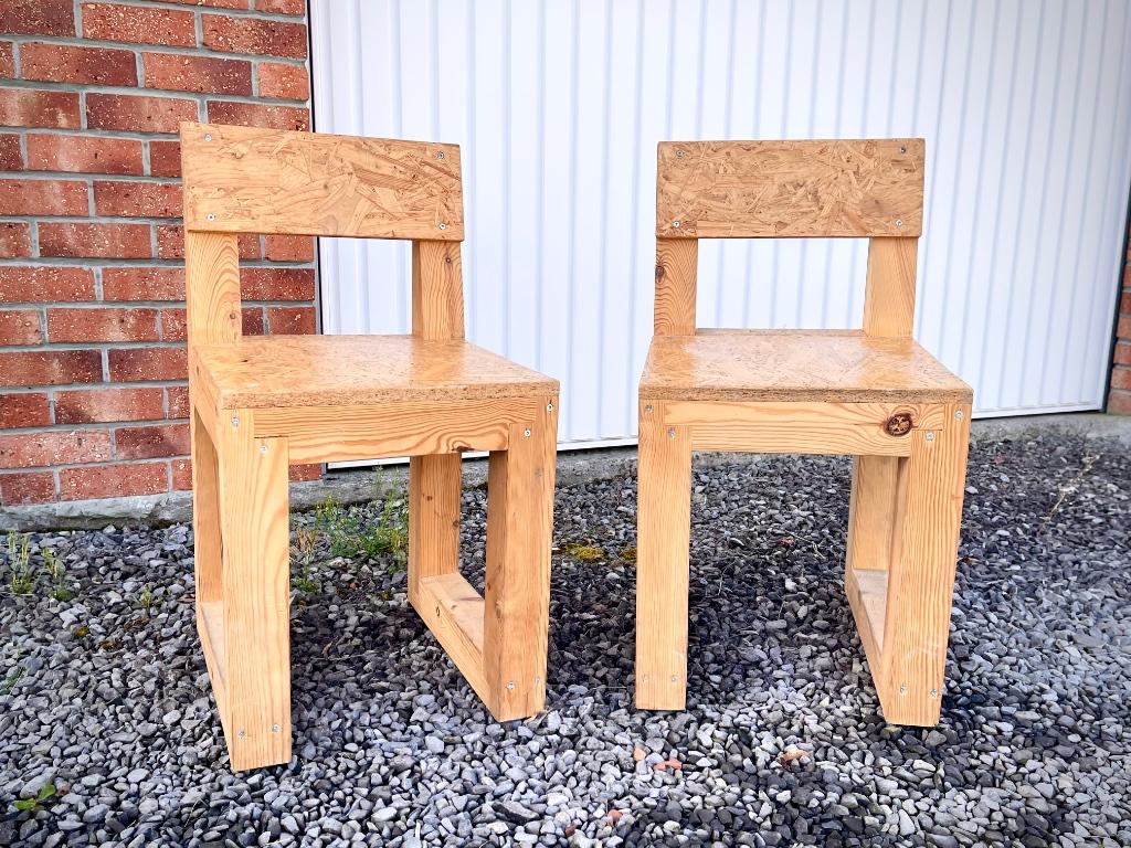 4 Chaises en bois cubiques, Maison & Meubles, Autres couleurs, Bois, moderne, minimaliste, artisanale, Comme neuf, Enlèvement