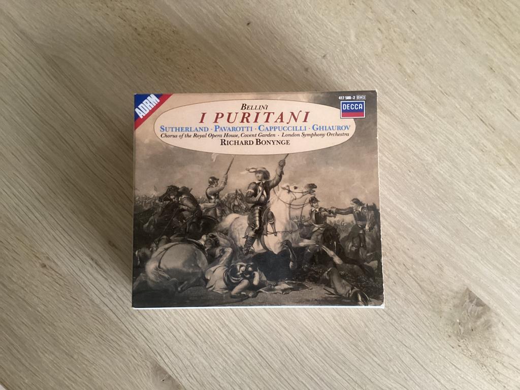Opera Bellini, I Puritani, Boxset 3 cd’s, boekje, Pavarotti., Ophalen of Verzenden, Zo goed als nieuw, Opera of Operette, Boxset