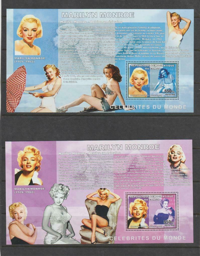 R.D. Congo 2006 Marilyn Monroe blokken  **, Postzegels en Munten, Verzenden, Overige landen, Postfris
