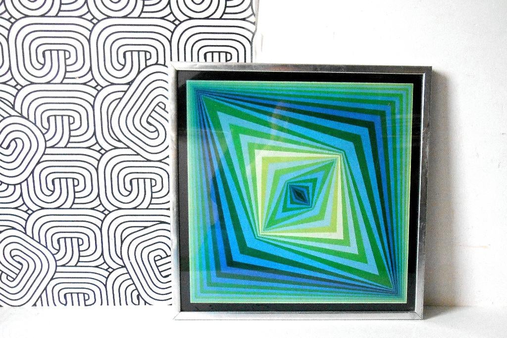 Op Art de Victor Vasarely - Losange (42 x 42 cm), Enlèvement ou Envoi