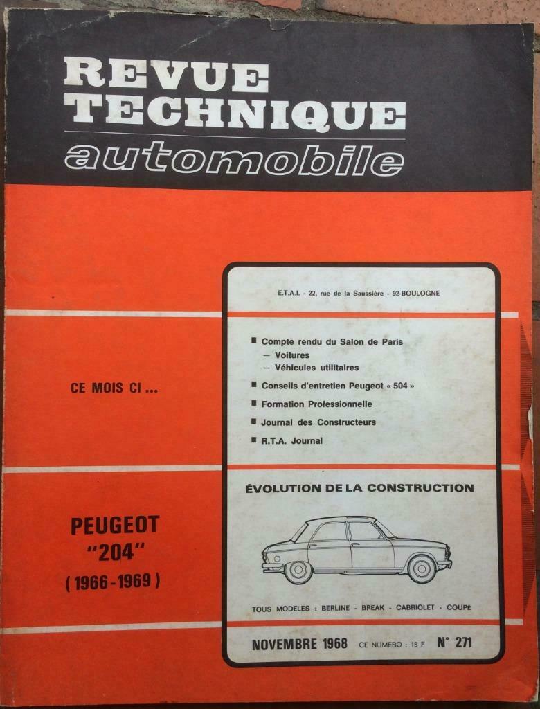 Revue technique auto Peugeot 204 de 1968, Livres, Autos | Livres, Enlèvement ou Envoi, Utilisé, Peugeot