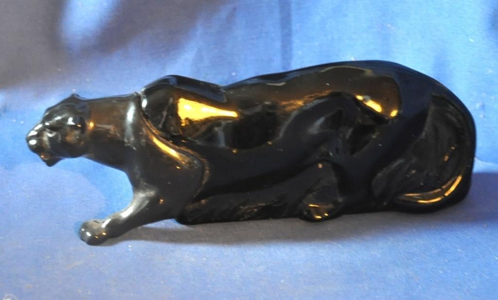 bouteille fiole vintage vide lionne ou panthére  noir (n21), Ophalen of Verzenden, Gebruikt, Parfumfles