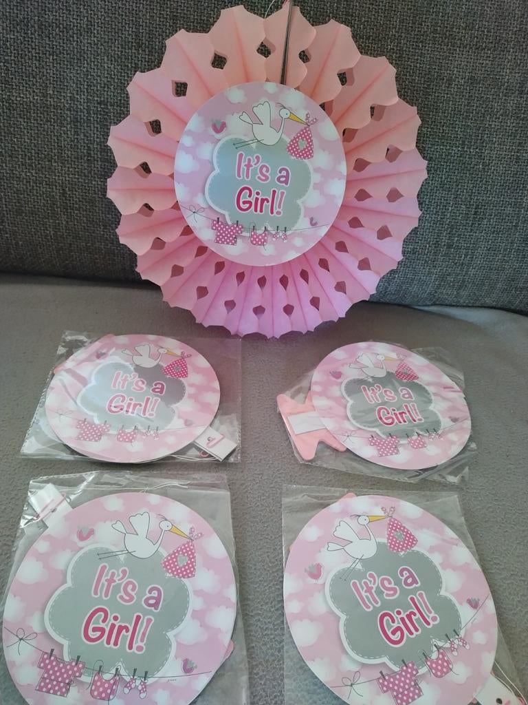 5 rozetten "it's a girl", Ophalen of Verzenden, Zo goed als nieuw, Versiering