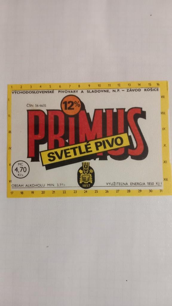 Étiquette de bière, Primus (201), Enlèvement ou Envoi, Comme neuf