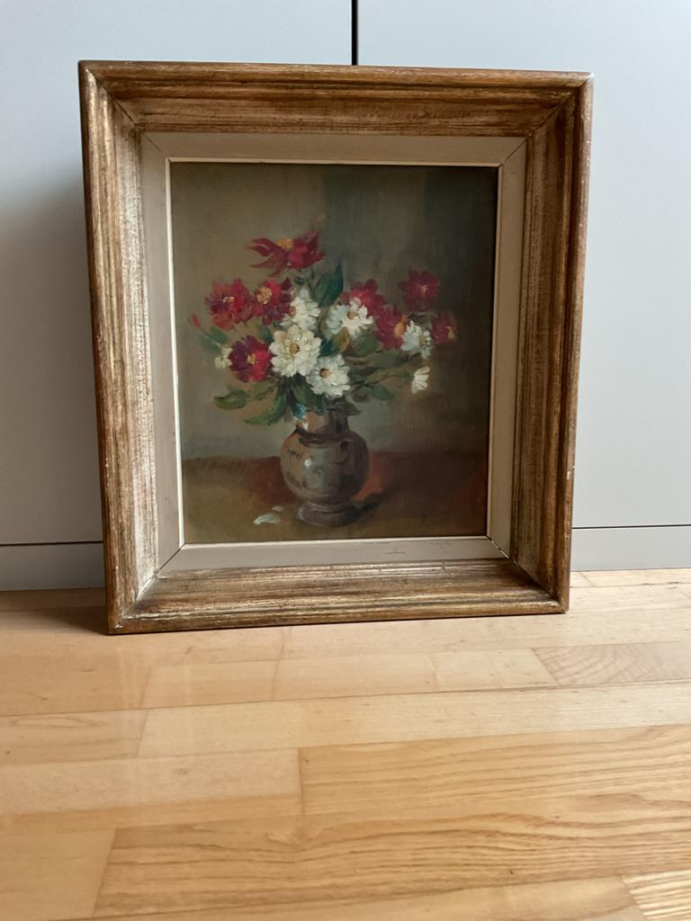 Schilderij met bloemen, J De Bruyne, Antiek en Kunst, Kunst | Schilderijen | Klassiek, Ophalen of Verzenden