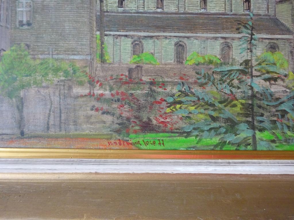 José Van de Vijver, doek, 60 x 80, Kerkzicht '77, Antiek en Kunst, Ophalen