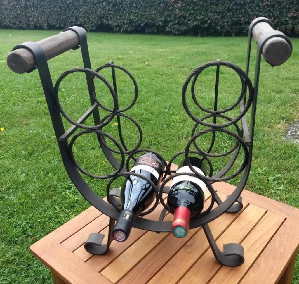 vintage wijnrek, Comme neuf, Enlèvement, 5 à 15 bouteilles, Métal