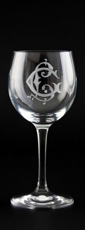 set van 8 kristallen witte wijnglazen met CL-monogram, Ophalen of Verzenden, Kristal
