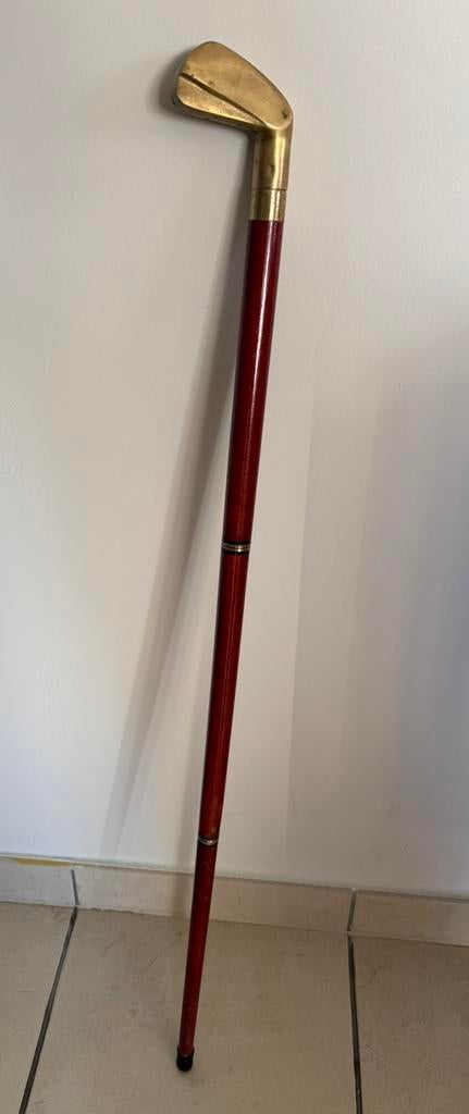 Canne de marche demontable en 4 en bois brun avec tete golf, Divers, Bâtons de marche, Enlèvement, Pliable, Utilisé