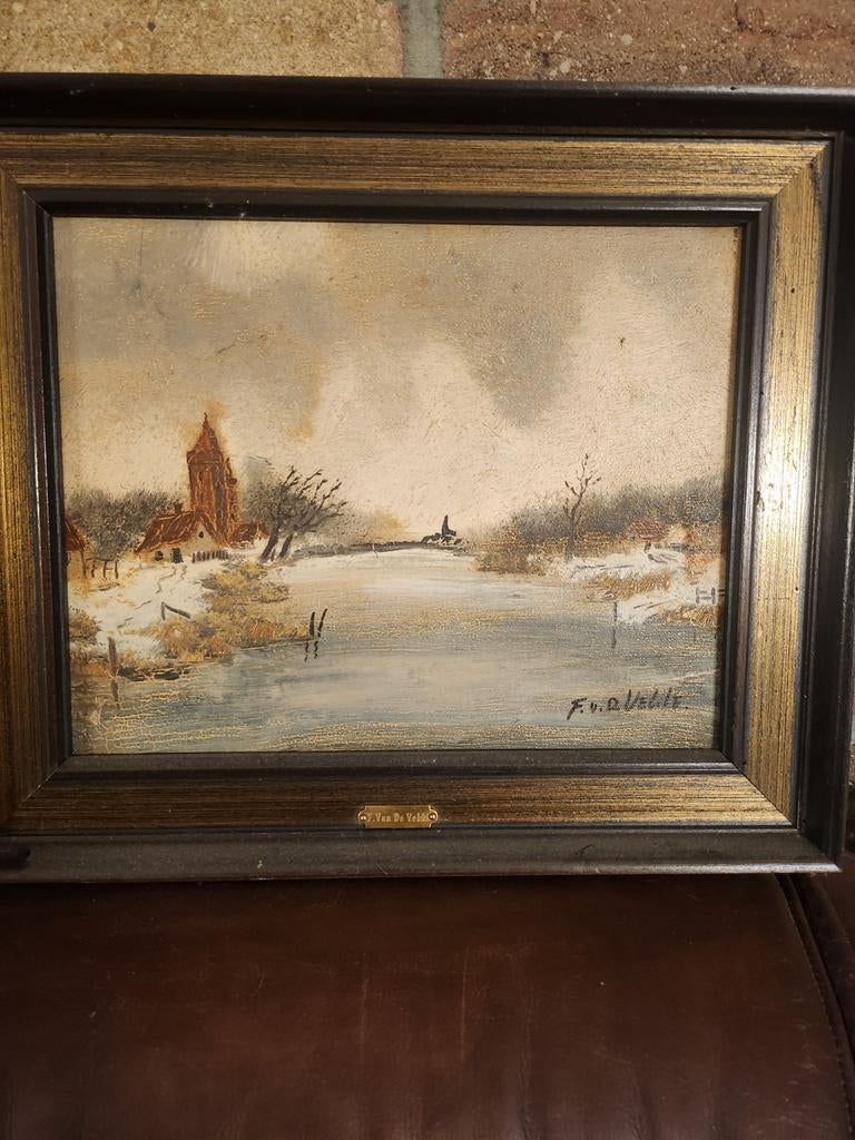 Zeer mooi antiek schilderij van F. V.D.Velde, Antiek en Kunst, Kunst | Schilderijen | Klassiek, Ophalen