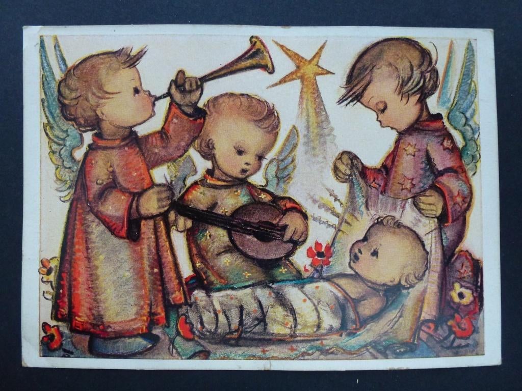 oude kerstkaart onbeschreven, Verzamelen, Ophalen of Verzenden, Ongelopen, Feest(dag)