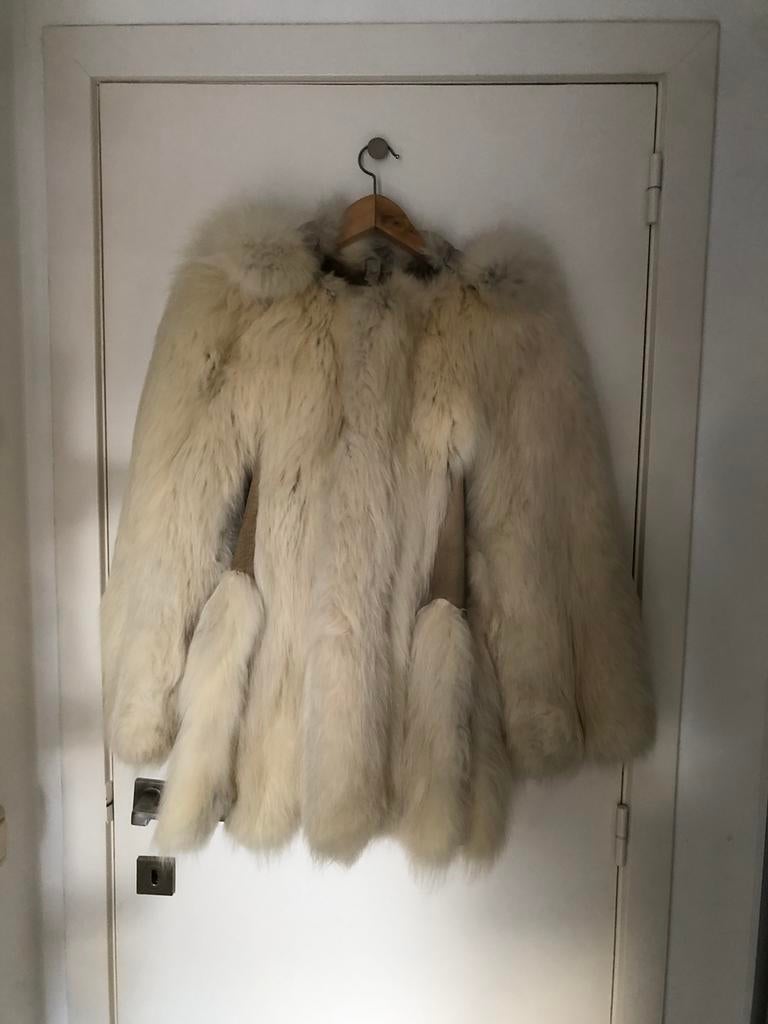 Echte wit-beige bontjas., Kleding | Dames, Jassen | Winter, Zo goed als nieuw, Wit, Ophalen