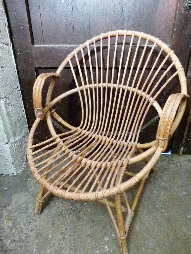 vintage rotan stoeltje 60er jaren, Ophalen, Huis en Inrichting