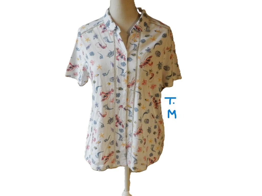 (8) - chemisier femme t.38 blanc, Kleding | Dames, Blouses en Tunieken, Zo goed als nieuw, Maat 38/40 (M), Wit, Ophalen of Verzenden