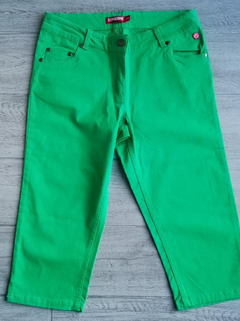 Groene capribroek - Someone - maat 176 (als NIEUW!), Kinderen en Baby's, Kinderkleding | Maat 176, Broek, Meisje, Ophalen of Verzenden