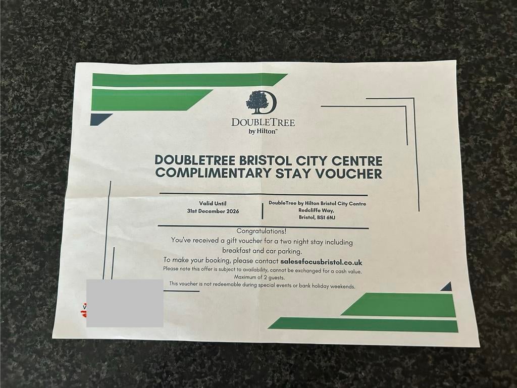 Carte-cadeau DoubleTree by Hilton, Deux personnes, 1 nuitée