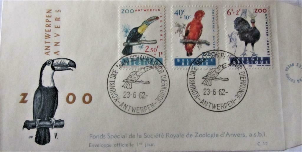 FDC'S - BELGIË- ZOO ANTWERPEN, Ophalen of Verzenden, Gestempeld, Dier of Natuur