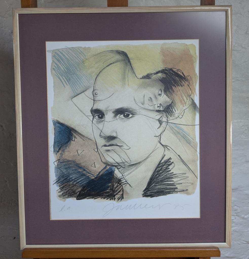 Jan Vanriet - portret - litho E. A. - ingekaderd, Ophalen of Verzenden