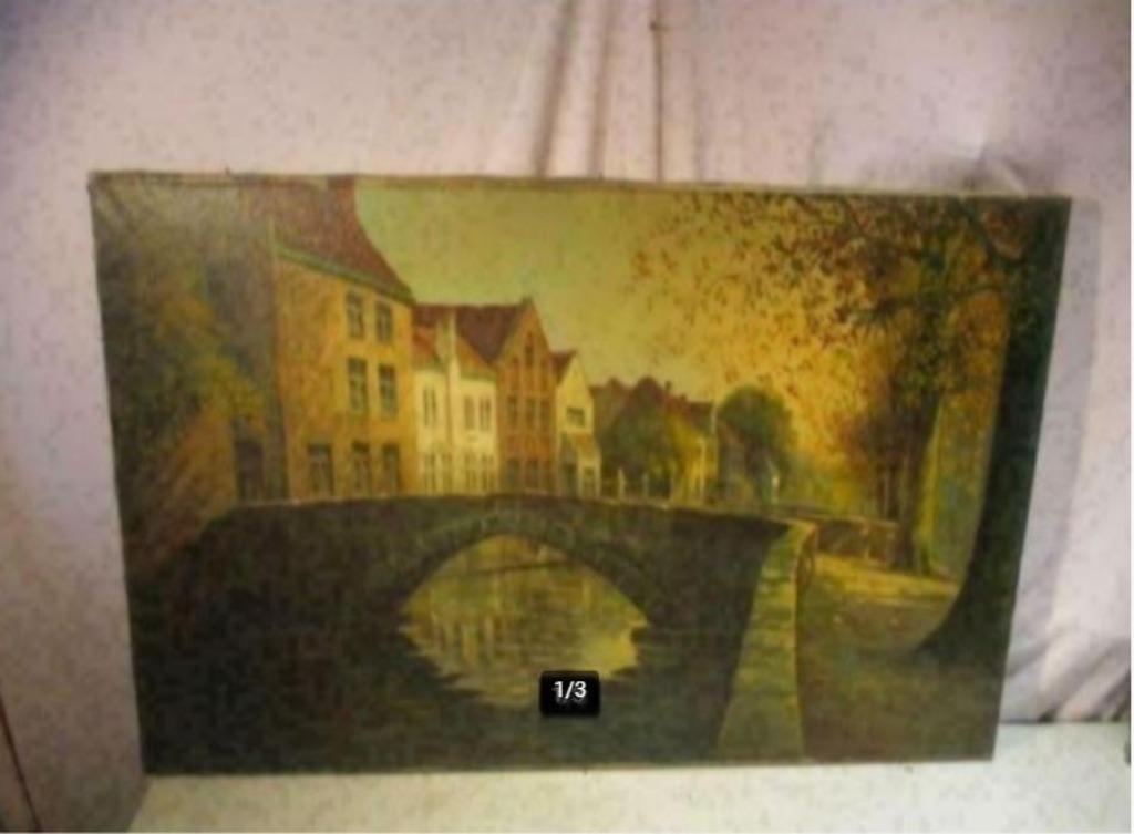 Belle œuvre ancienne peinte 'Quartier de la vieille ville' -, Antiquités & Art, Enlèvement ou Envoi