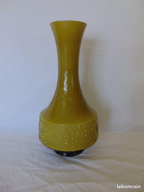Grand Vase vintage en verre opaline, Enlèvement ou Envoi