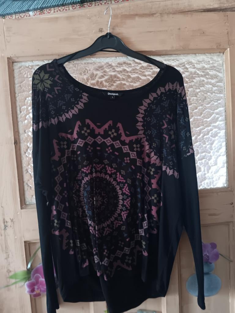 Blouse manches longues noir Desigual, Enlèvement ou Envoi, Taille 36 (S), Comme neuf, Desigual