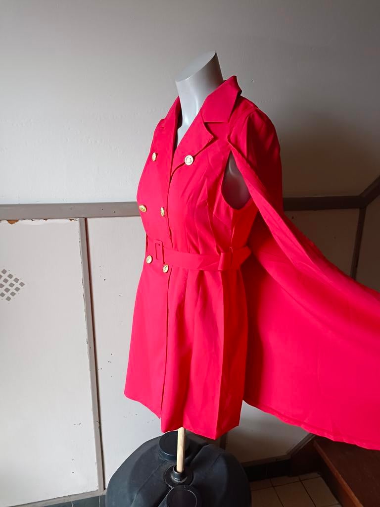 Trench cape L/XL, Enlèvement ou Envoi, Neuf, Taille 42/44 (L), Rouge