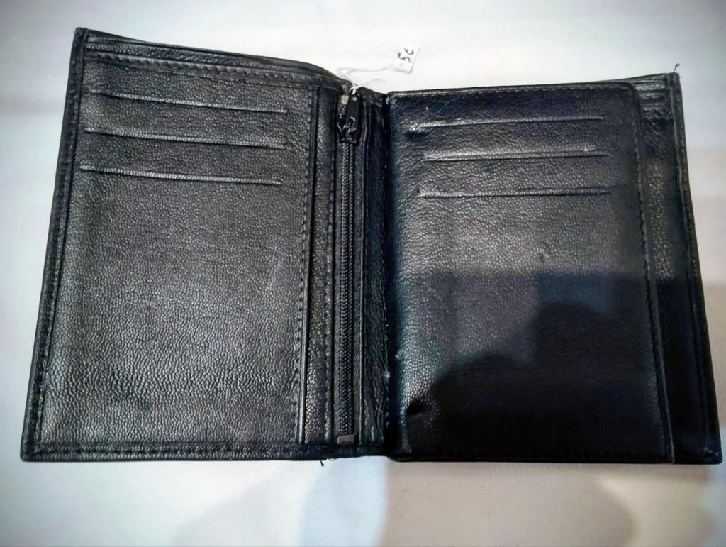 Porte -feuille en cuir noir 12 X 10 cm, Enlèvement, Comme neuf, Noir, Cuir