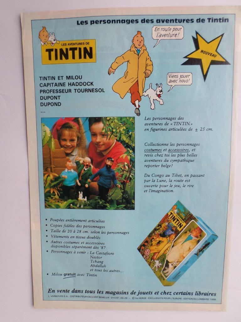 Tintin - pub. papier personnages figurines articulées - 1986, Collections, Enlèvement ou Envoi, Tintin, Utilisé, Autres types