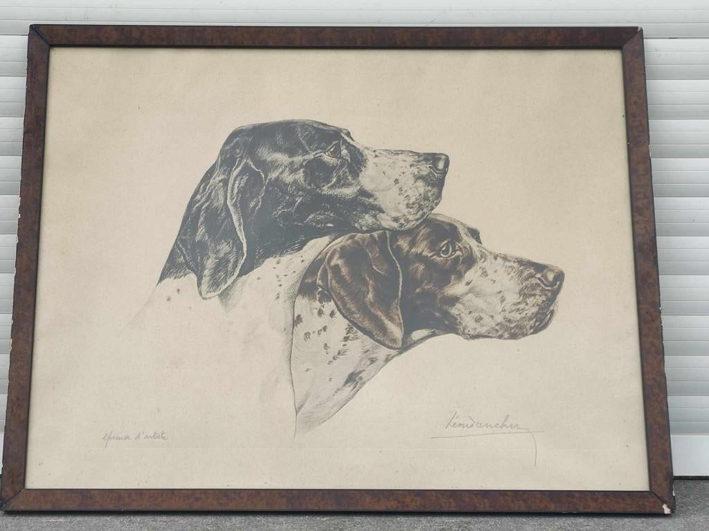 gravure epreuve d artiste signe leon danchin, Ophalen of Verzenden